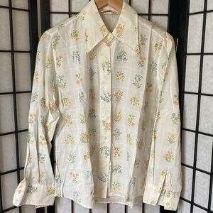 Langtry LTD Vintage 70s blouse, floral pattern, size 13/14